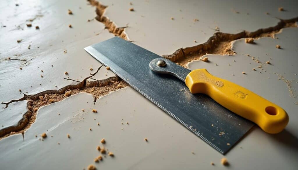 Utilisation d’un cutter lame sur carrelage cassé