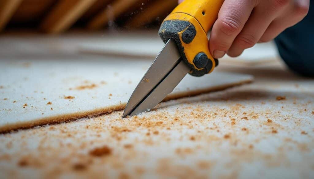 Découper l’isolation des combles avec une lame cutter