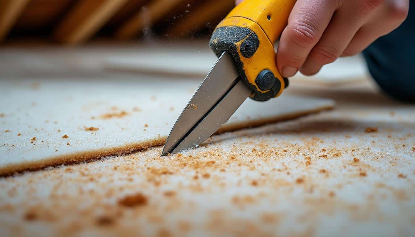 Découper l’isolation des combles avec une lame cutter