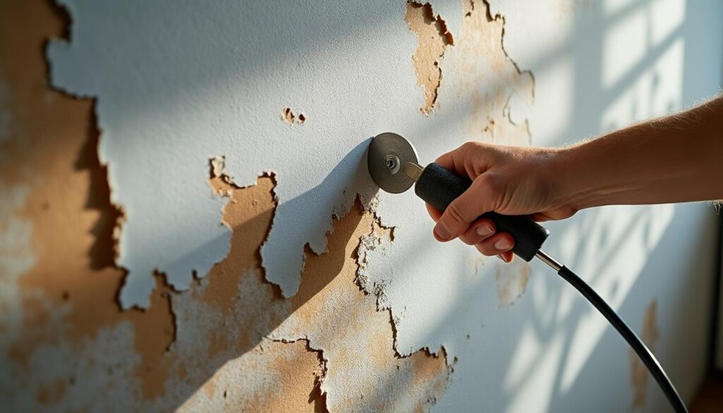 Retirer du papier peint mural avec un cutter lame