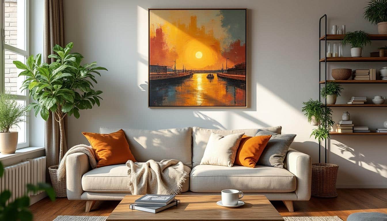 Comment créer une ambiance chaleureuse et moderne avec un tableau dans le salon