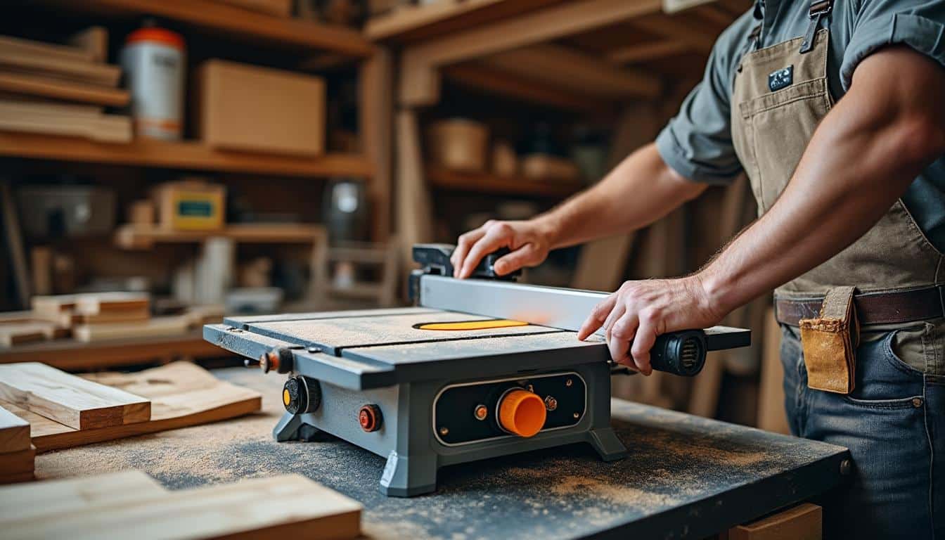 Illustration: Comprendre le fonctionnement et les composants essentiels d’une scie à bûche sur table